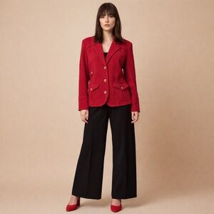 Red Wool Blend Classic Timeless Feminine Jacket Sz - 10 Preppy Career Edgy Retro